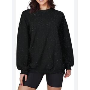 J. Crew Women’s Plus Size XXL Black Speckled Crewneck Sweater Long Sleeve Knit